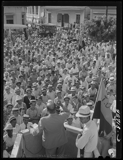 Yabucoa, Puerto Rico. A meeting in support of a strike at the sugar mill