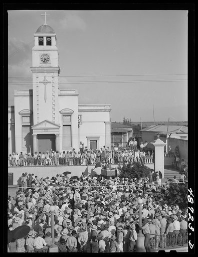 Untitled photo, possibly related to: Yabucoa, Puerto Rico. A meeting in support of a strike at the sugar mill