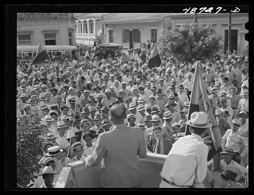 Untitled photo, possibly related to: Yabucoa, Puerto Rico. A meeting in support of a strike at the sugar mill