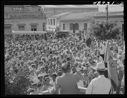 Yabucoa, Puerto Rico. A meeting in support of a strike at the sugar mill