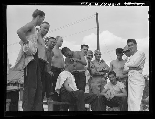 Camp Shelby, Hattiesburg, Mississippi. Getting a haircut