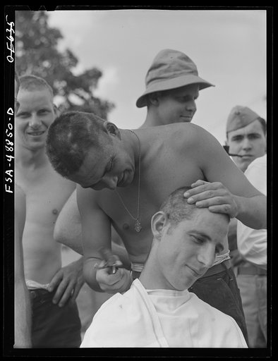 Camp Shelby, Hattiesburg, Mississippi. Getting a haircut