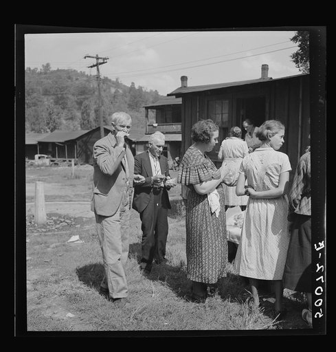 Sunday school picnic brought into abandoned mining town of Jere, West Virginia by neighboring parishoners. See 30036-M3