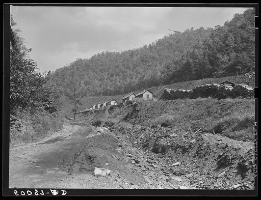 Coal miners' homes on slate and slag heaps. Capels, West Virginia