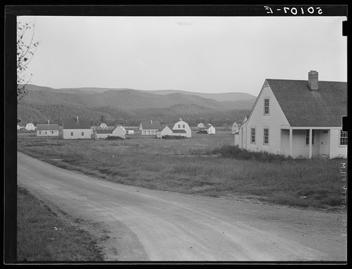 Good roads and land with houses in Tygart Valley homesteads. West Virginia