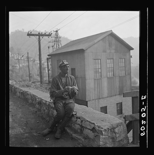 Untitled photo, possibly related to: Coal miner waiting for truck to go home. Capels, West Virginia