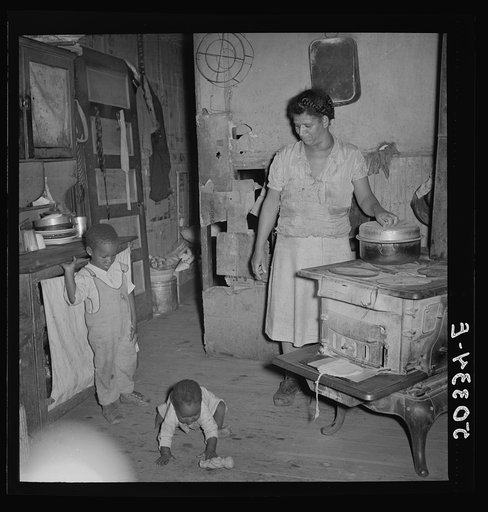 Coal miner's wife (note goiter) and two children. Chaplin, West Virginia