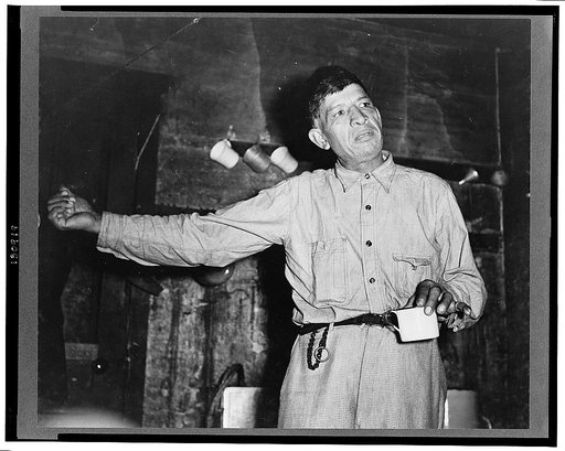 Mexican miner protesting "I don't want to just grow up to rust and die." He's fifty years old. Scotts Run, Bertha Hill, West Virginia