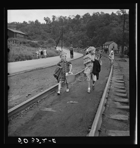 Coming home from school. Mining town, Osage, West Virginia