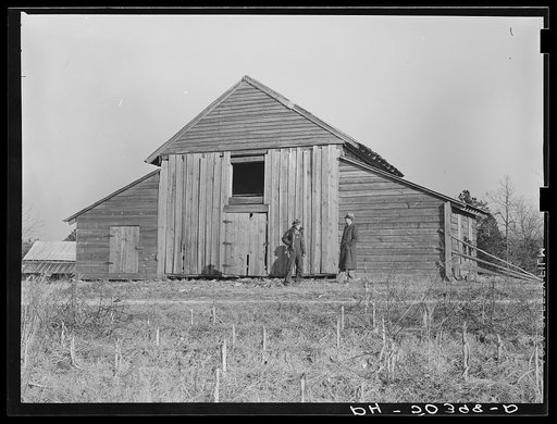 Untitled photo, possibly related to: Barn being remodeled on farm purchased for rehabilitation client near Raleigh, North Carolina (county supervisor at right)