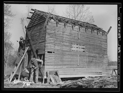 Barn being remodeled on farm of rehabilitation client near Raleigh, North Carolina