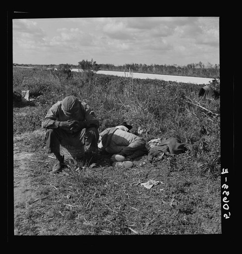 Lunch hour for Negro tomato pickers. Homestead, Florida