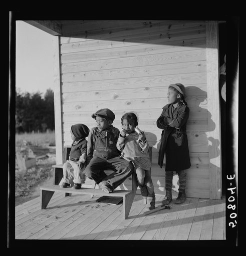 Untitled photo, possibly related to: Children of rehabilitation client on front porch of new home near Raleigh, North Carolina