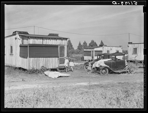 Migratory laborers' camp. Single-room cabin costs two dollars and fifty cents, double room four dollars per week. Water hauled, usually priced at fifty-five cents for fifty-five gallon tank. Toilet for about 150 people. Near Belle Glade, Florida