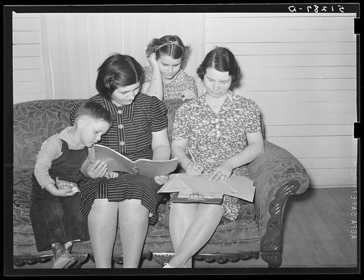 Mrs. Helms going over her record book with home supervisor. Coffee County, Alabama