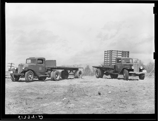 Repaired trucks. FSA (Farm Security Administration) warehouse depot. Atlanta, Georgia