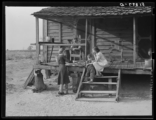 Miss Teal, nurse, brings hookworm medicine to Lewis family, R.R. (Rural Rehabilitation) clients. Coffee County, Alabama