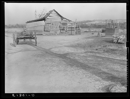 Old barn and well. Lewis family, R.R. (Rural Rehabilitation). Coffee County, Alabama