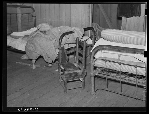 Bedroom (and kitchen and living room) of former RR  (Rural Rehabilitation) family (see 51435-D). Coffee County, Alabama