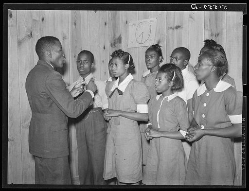 School choir led by Robert Pierce, school principal. They won state championship. Gee's Bend, Alabama