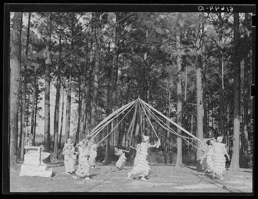 May queen and maypole dance at May Day-Health Day festivities at Irwinville Farms, Georgia