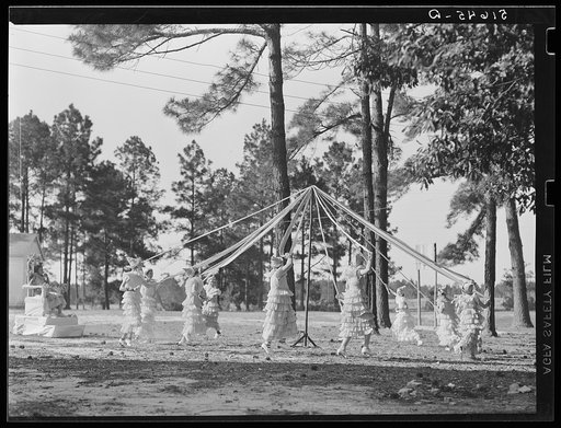 Untitled photo, possibly related to: May queen and maypole dance at May Day-Health Day festivities at Irwinville Farms, Georgia