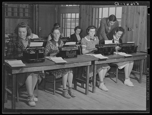Students in typing class in school. Ashwood Plantations, South Carolina