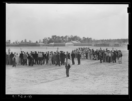 Crowd watching baseball game after May Day-Health Day festivities of Ashwood Plantations, South Carolina