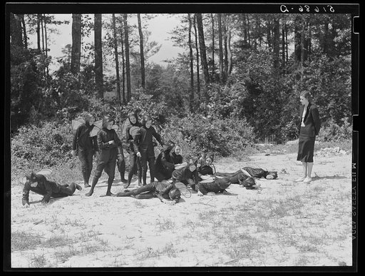 Sixth and seventh grades rehearsing their play "Flies," written by NYA (National Youth Administration) girls for May Day-Health Day program at Ashwood Plantations, South Carolina