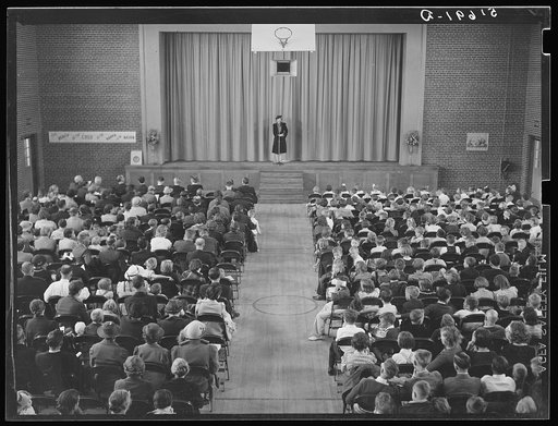 Untitled photo, possibly related to: First grade children singing health song in May Day-Health Day program in auditorium. Ashwood Plantations, South Carolina