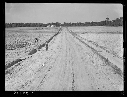 One of the county-constructed roads, eleven miles, without cost to the government, through Flint River Farms, Georgia