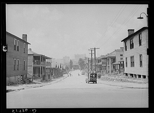Slums in Negro district. Atlanta, Georgia. City skyline