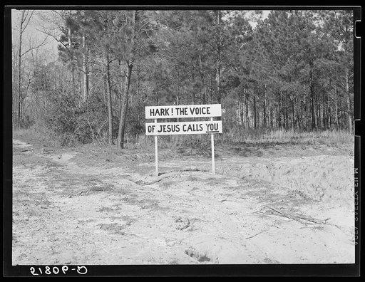 The poorer the land, the more frequently one sees religious signs along highways. Alabama