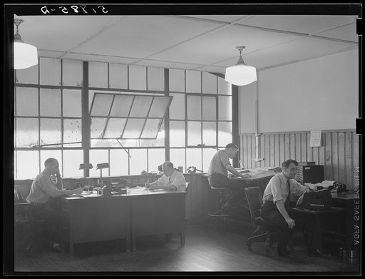 Untitled photo, possibly related to: Interior of workshop, FSA (Farm Security Administration) warehouse depot. Atlanta, Georgia
