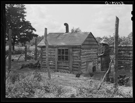 Pauline Clyburn, rehabilitation client at Manning, Clarendon County, South Carolina, with chicken house she made herself. The window she took from her own bedroom