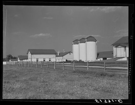 Barn and silos on rich farmland in Bucks County, Pennsylvania