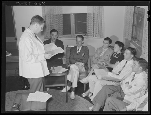 Untitled photo, possibly related to: Meeting of board of directors, cooperative medical association. Greenbelt, Maryland