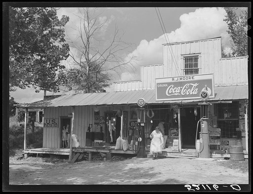 Post office in general store and filling station. Bynum, Wake County, North Carolina. Highway 15