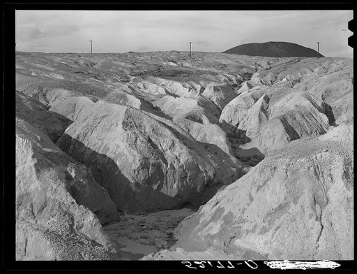 Copper mining section between Ducktown and Copperhill, Tennessee. Fumes from smelting copper for sulfuric acid have destroyed all vegetation and eroded land