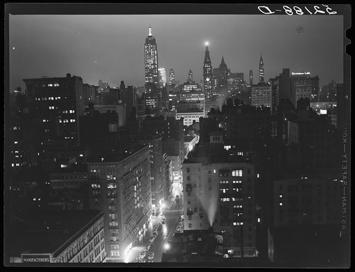 A rainy evening in New York City, looking north from University Place