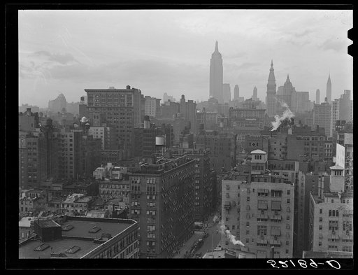 A grey day in New York City looking north east from University Place
