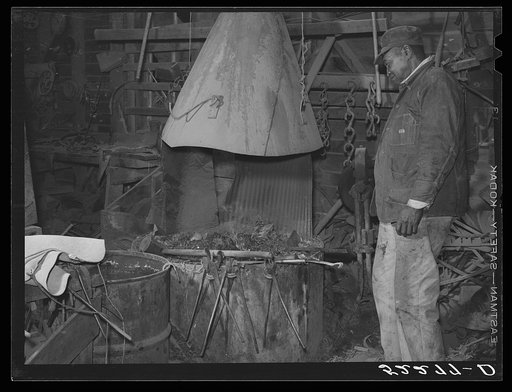 Untitled photo, possibly related to: Uncle George, blacksmith and carpenter who came from prison as a boy to the Marcella Plantation and has lived there for fifty years. Mileston, Mississippi Delta, Mississippi
