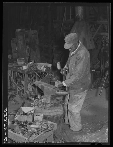 Uncle George, blacksmith and carpenter who came from prison as a boy to the Marcella Plantation and has lived there for fifty years. Mileston, Mississippi Delta, Mississippi