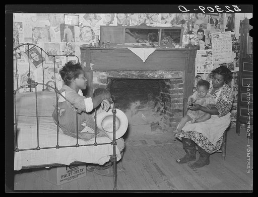 Interior of Negro tenant's home on Marcella Plantation. Mileston, Mississippi Delta, Mississippi