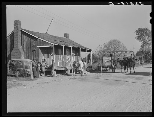 Untitled photo, possibly related to: Negro tenant riding boss horse home on Marcella Plantation. Mileston, Mississippi Delta, Mississippi