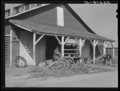 Uncle George's blacksmith and carpentry shop. He has been on the plantation for fifty years. Marcella Plantation, Mileston, Mississippi
