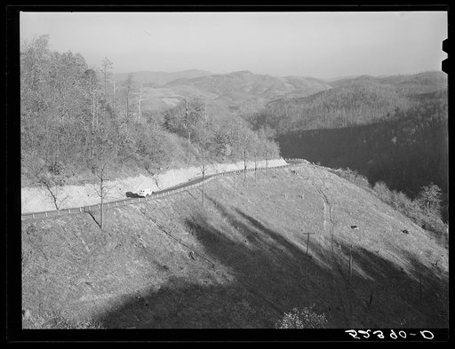 Winding road and general landscape. Smokey Mountains, North Carolina