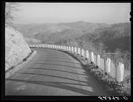 Winding road and general landscape. Smokey Mountains, North Carolina