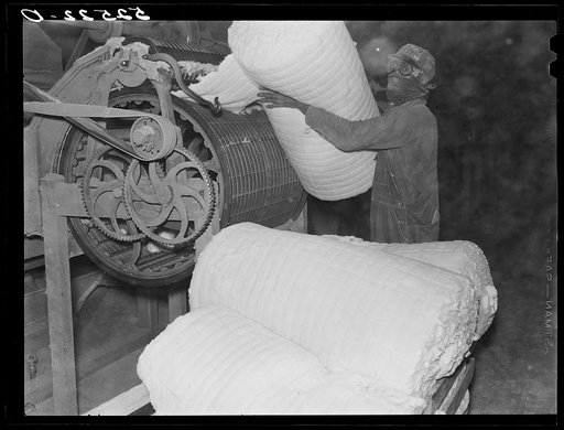 Rolls of lint from the cottonseed used in making of ammunitions and various cellulose products. Oil plant, Clarksdale, Mississippi Delta