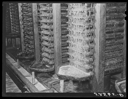 Oil being pressed from cottonseed in plant near Clarksdale, Mississippi Delta
